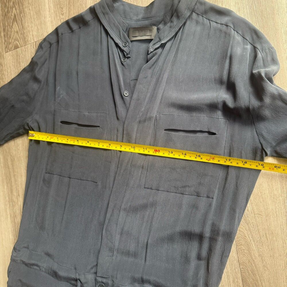 Superfine 100% Silk Made In Italy Gray Button Front Jumpsuit Sz S Quiet Luxury - Picture 16 of 16
